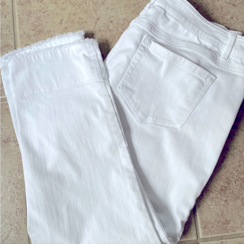 J Jill white frayed crop jeans